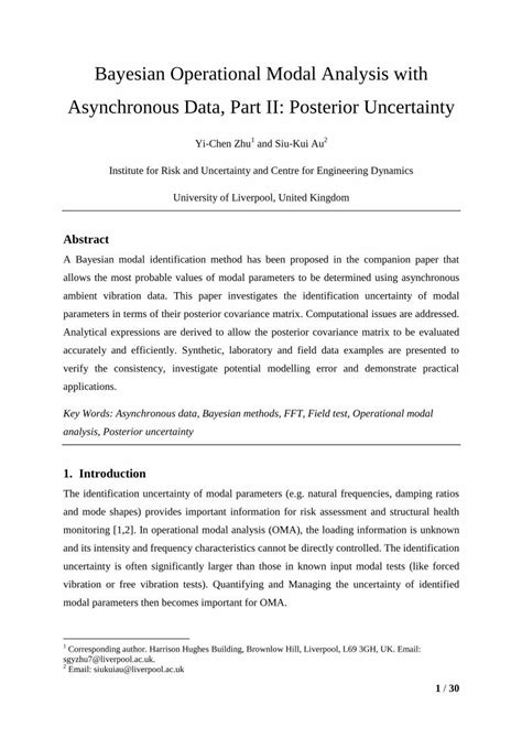 Pdf Bayesian Operational Modal Analysis With Asynchronous Data Part