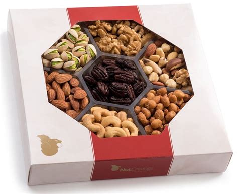 Delightful Holiday Treat: Red Gold Mixed Nuts Gift Basket Perfect Gift Idea for Christmas ...