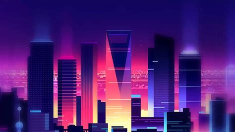 Retro Neon City Wallpapers Wallpaper Cave