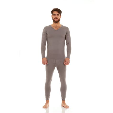 Thermajohn Thermajohn Mens Ultra Soft V Neck Thermal Underwear With Fleece Lined Long Johns