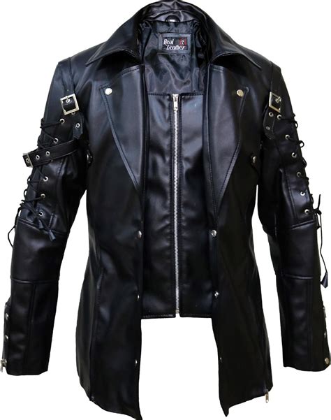 The Jasperz Punk Rave Poison Black Maroon Jacket Mens Faux Leather