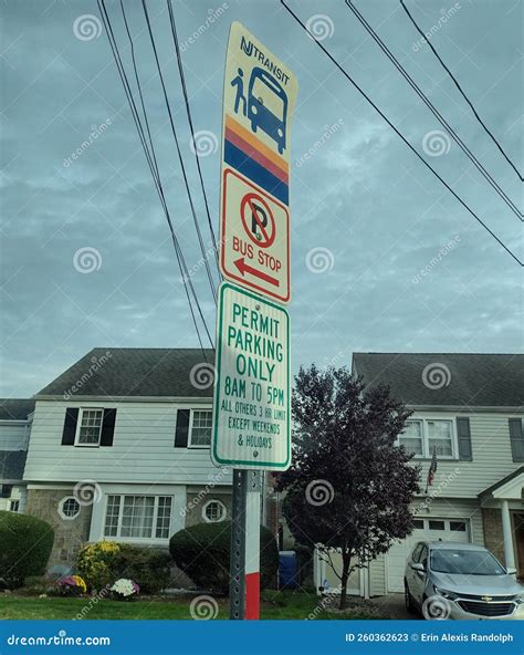 Bus Stop New Jersey Transit No Parking Permit Parking Only Signs