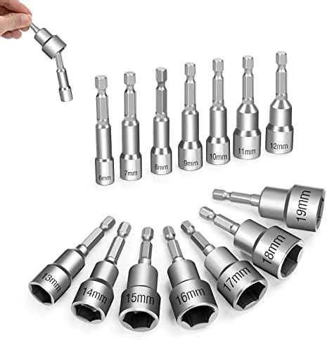 Magnetic Nut Setter Driver Drill Bit Set 14 Pieces 6 19mm Metric Nut