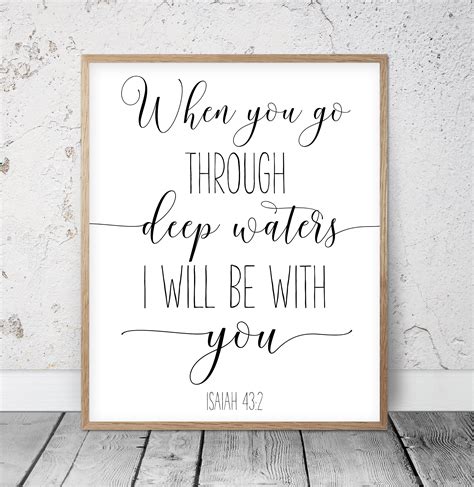 When You Go Through Deep Waters I Will Be With You Isaiah Etsy