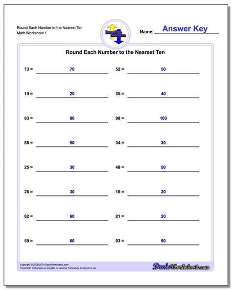 Rounding To Tens Place Worksheets