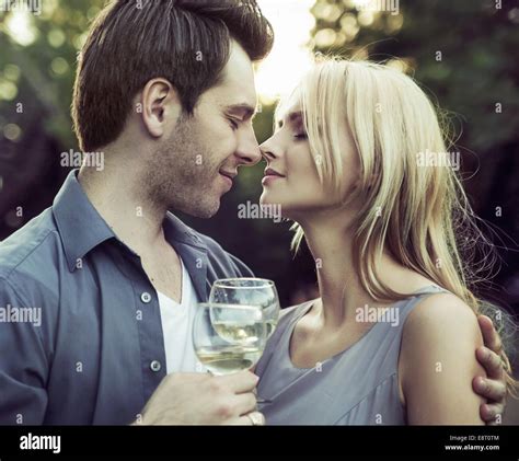 Moment before the romantic kiss on the date Stock Photo - Alamy