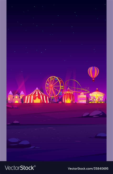 Smartphone Background With Night Carnival Funfair Vector Image