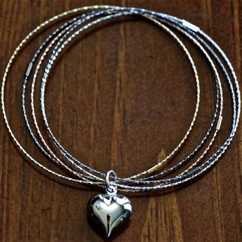 Silver Gold Heart Charm Bracelet | kandsimpressions