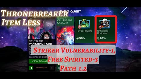 MCOC EQ 1 2 Striker Vulnerability Unfinished Business VANISHING