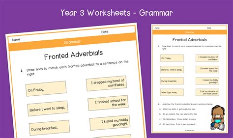 Year Fronted Adverbials Worksheets Ks Grammar Primary English