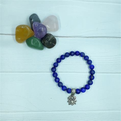 Pulseira De Pedra Natural L Pis Lazuli Mm Elo