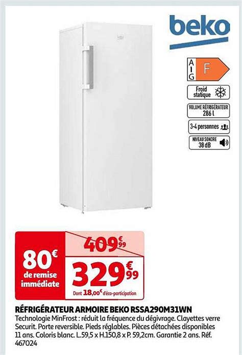 Promo Réfrigérateur Armoire Beko chez Auchan iCatalogue fr