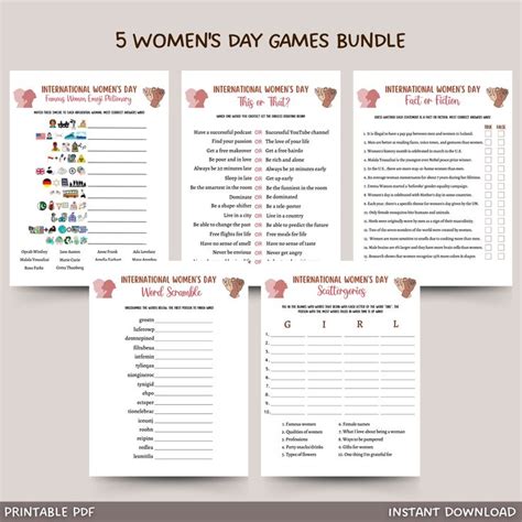 International Womens Day Games Printable Womens History Month Party