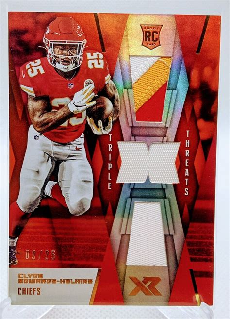 2020 Panini XR Rookie Triple Threats Materials Clyde Edwards Helaire