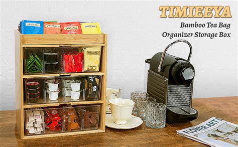 Amazon Timieeya Tea Bag Organizer Bamboo Tea Storage Organizer