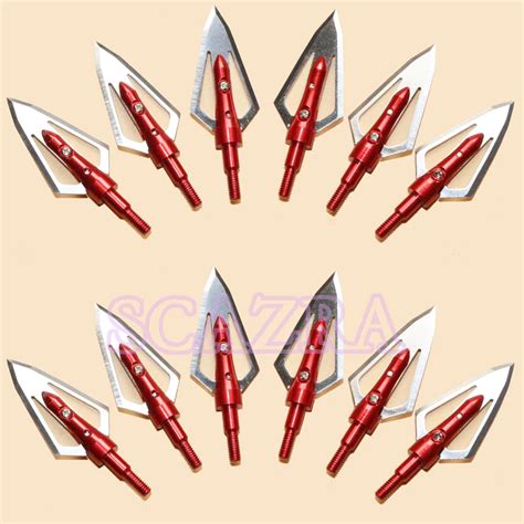 12pcs 100 Grain Broadheads Arrowhead 2 Fixed Blade Archery Points ...