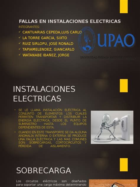 PDF INSTALACIONES ELECTRICAS Fallas Electricas Grupo 2 Pptx