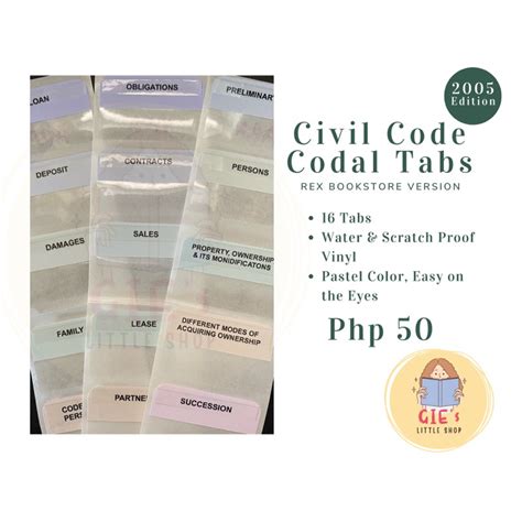 Civil Code Codal Tabs Labels Rex Edition Law School Shopee