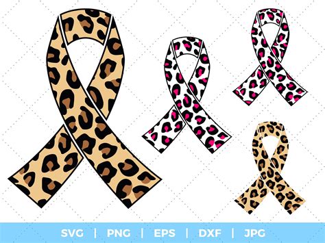 Leopard Ribbon Svg Breast Cancer Awareness Svg Ribbon Svg Bundle