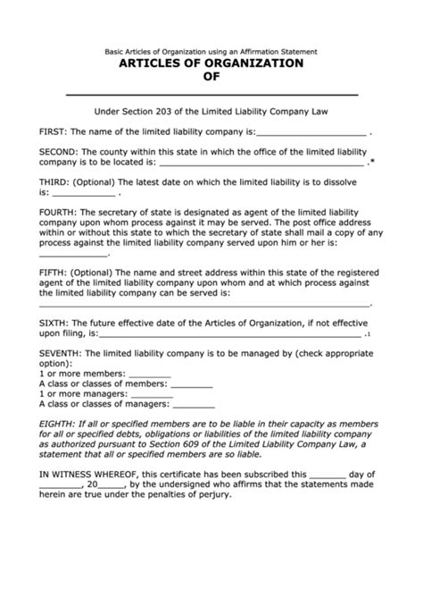 Llc Articles Of Organization Template Prntbl Concejomunicipaldechinu