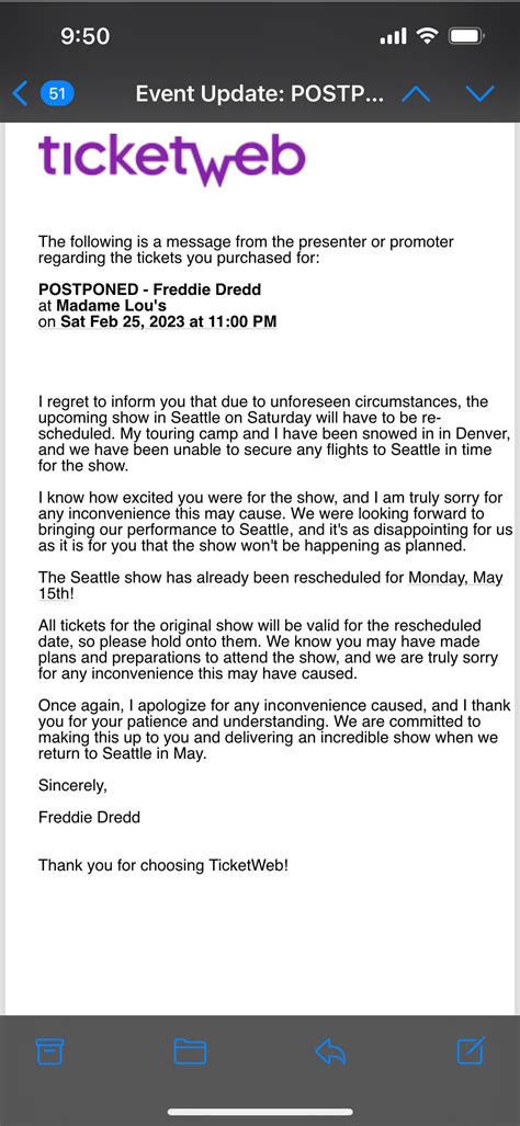 Seattle Show Rescheduled Due To Weather Rfreddiedredd