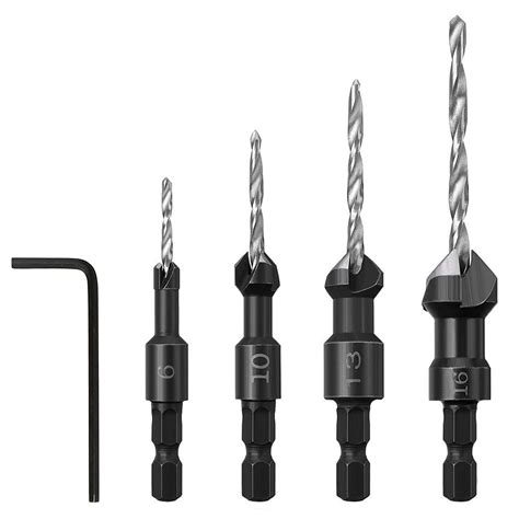 Jonmon Countersink Drill Bits Set 14 Inch Hex Shank Tapered Drill