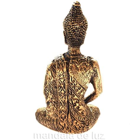 Estátua de Mini Buda Hindu Tibetano Dourado Resina 9cm Mandala de Luz