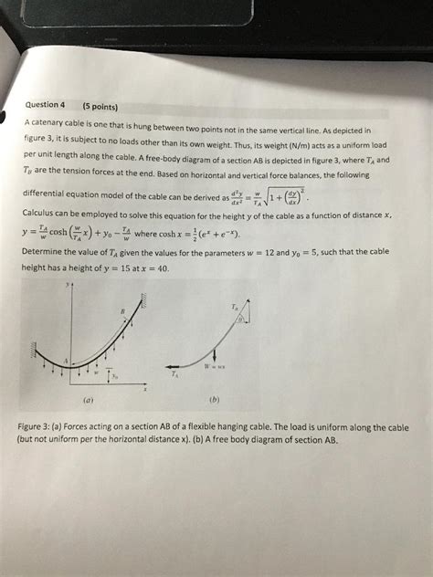 Solved Question 4 5 Points A Catenary Cable Is One That Is Chegg