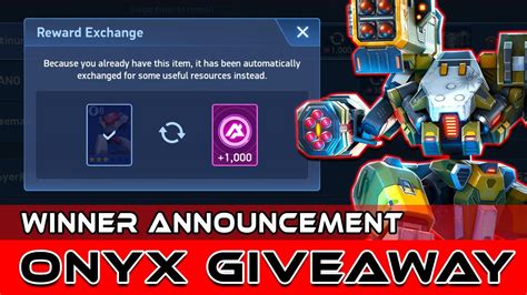 Claiming Rewards Plus Onyx Mech Giveaway Winner Announcement Mech