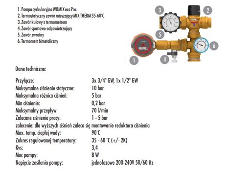 WOMIX 606750 Grupa pompowa do cyrkulacji ciepłej wody użytkowej HW20