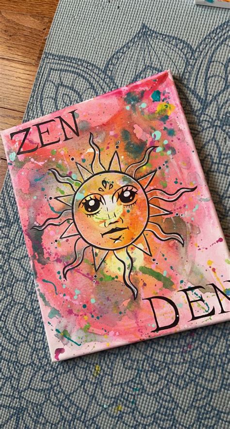 Sun painting in 2024 | Hippie painting, Diy canvas art, Canvas painting diy