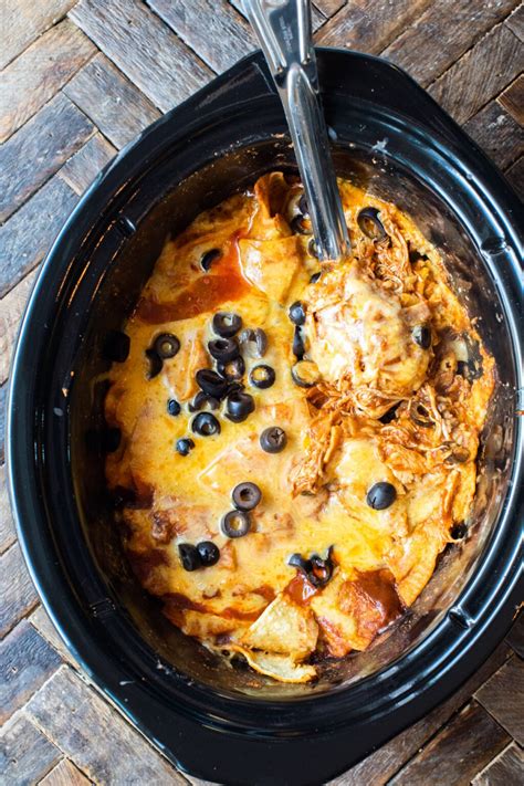 Slow Cooker Chicken Enchilada Casserole The Magical Slow Cooker