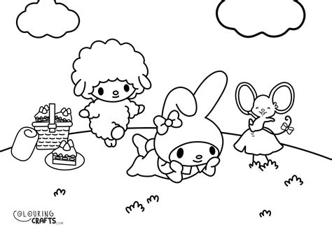 My Melody And My Sweet Piano Hello Kitty Colouring Page - Colouring Crafts