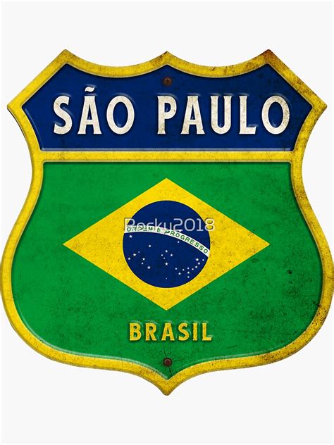 S O Paulo Brazil Coat Of Arms Flags Design Sticker By Rocky