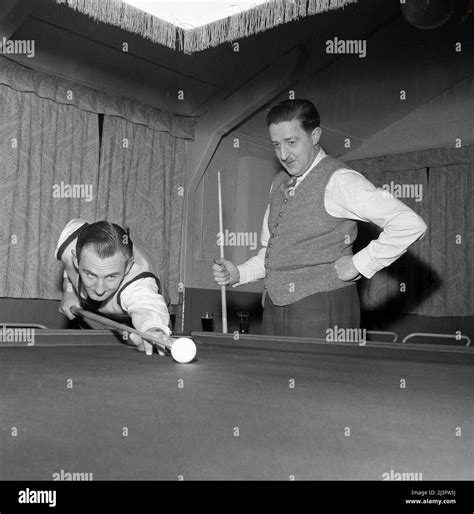 1960 Historical Snooker Match Two Male Snooker Players One At The