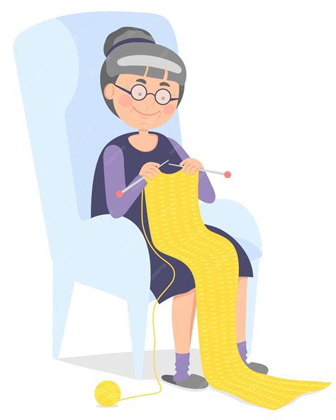 Premium Vector Vector Illustration In Flat Style Grandmother Sits In