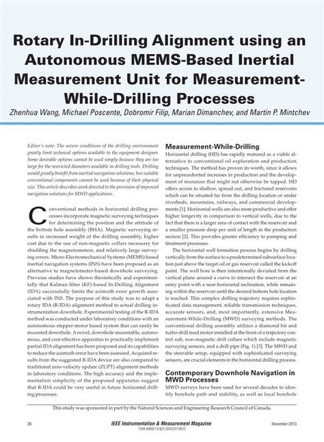 Pdf Rotary In Drilling Alignment Using An Autonomous Mems Based