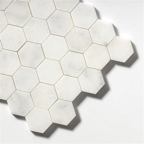 Glacier Honed Hexagon Marble Mosaic X X Marble Kitchen