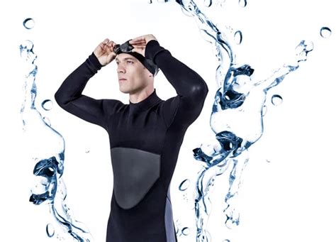 Swimmer In Wetsuit Wearing Swimming Goggles Stock Photo By