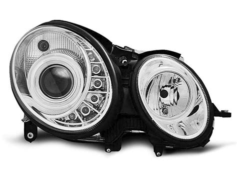 Paire De Feux Phares Mercedes Classe E W Daylight Led Chrome