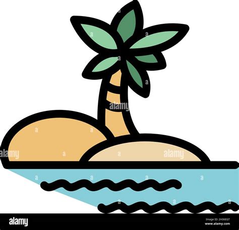 Coconut Palm Tree Island Icon Outline Coconut Palm Tree Island Vector