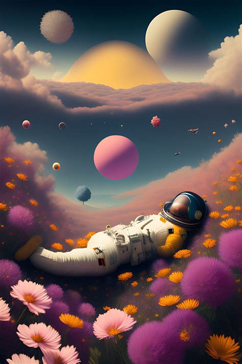 Addison An Astronaut Laying Down In Field Of Millions Of Vibrant