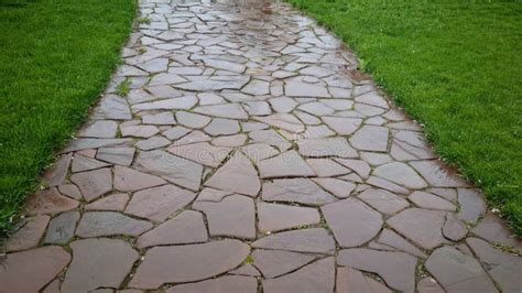 A Path Of Stones And Green Gras Stock Image Image Of Wall Ummer