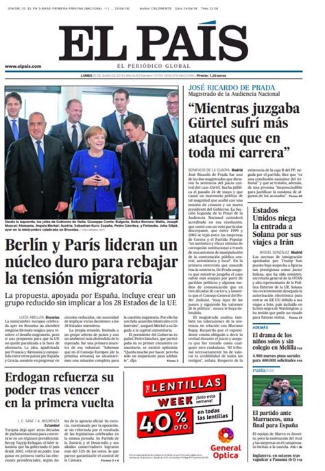 Las Portadas De Los Periódicos Del Lunes 25 De Junio De 2018