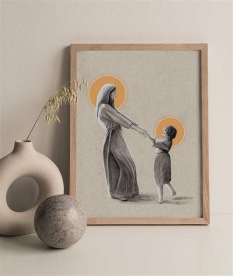 Mary & Jesus Dancing Art Catholic Art Catholic Mom Gift - Etsy