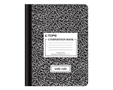 Tops Composition Book 9 34 X 7 12 Wide Rule Black Marble Cover