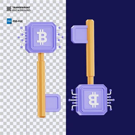 Premium Psd Bitcoin Encryption Key Icon D Illustration