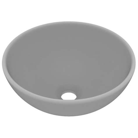 Lavabo De Lujo Redondo Cerámica Gris Claro Mate 32 5x14 Cm con Ofertas