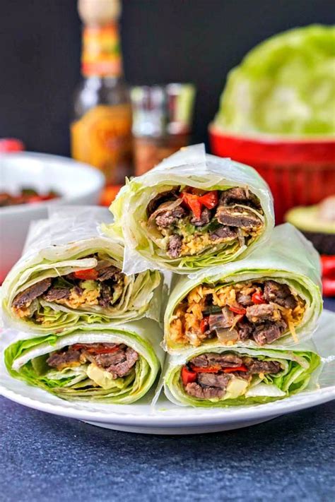 Low Carb Lettuce Wrap Fajita Burrito An Easy Keto Lunch Recipe Healthy Recipes Low Carb