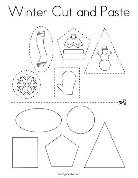 Winter Cut And Paste Coloring Page Winter Activities Preschool